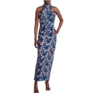 SIKA Ophelia Halter Neck Printed Maxi Dress Pink Blue 2
